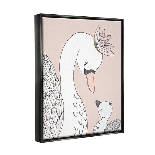 Stupell Industries Mother & Baby Swan Flower Crowns Princess Animals Floater Framed Art